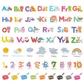 9 Sheets Wall Stickers with Alphabet Numbers Removable Alphabet ABC Stickers with 26 Letters 10 Numbers 9 Weather Educational Wall Stickers Children's Room Home Decoration