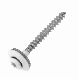 Plumbing Screws Stainless Steel A2 with EPDM Sealing Washer 15 mm - 4.5 x 45 mm - White RAL 9010 TX20 Pack of 100