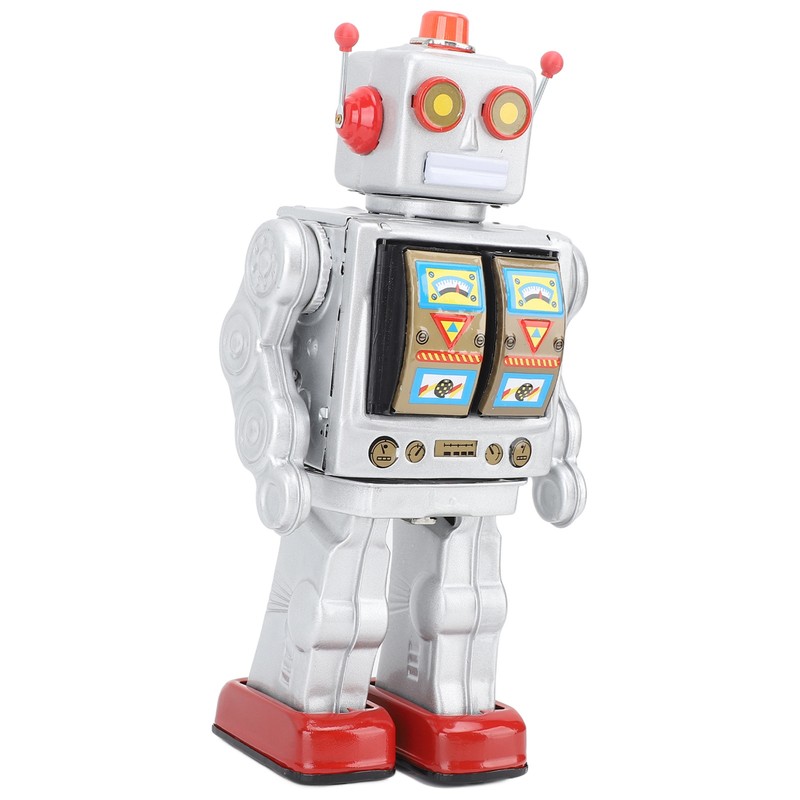 Metal Tin Robot Toy Retro Electric Rotating Figures Model Adult