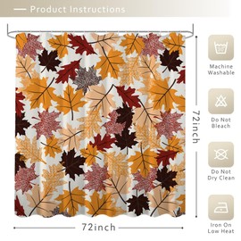 Cortina de ducha de hojas de otoño, abstracta moderna decoración de baño de lujo, decorativa de hojas de otoño, impermeable, lavable, tela de tela con 12 ganchos, 72 x 72 pulgadas