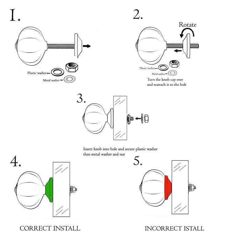 Perilla Home Set of 6 Crystal Knobs for Cabinet &