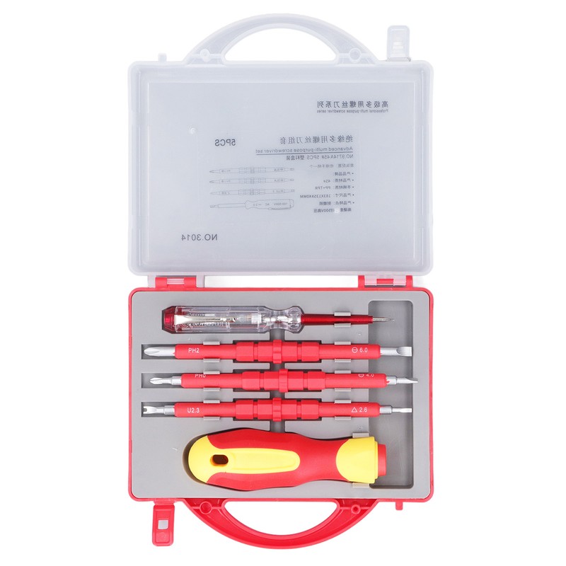 5Pcs Insulated Electrician Screwdriver Set 500V Professional Heavy Duty Cross