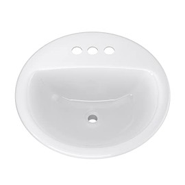PROFLO PF194RWH PROFLO PF194R Rockaway 19" Circular Vitreous China Drop In Bathroom Sink with Overflow and 3 Faucet Holes at 4" Centers
