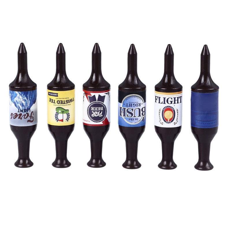 6PCS Mini Beer Bottle Golf Tees Plastic Funny Golfing Tees