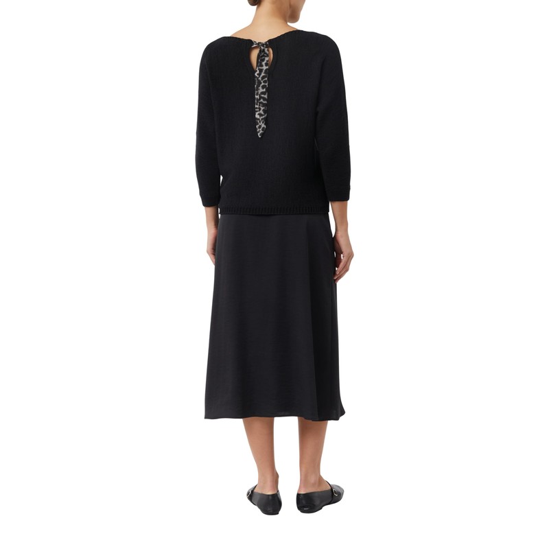 comma Cotton Jumper with Leo Bow Detail on Back, black,