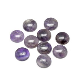Fashewelry 50Pcs Natural Amethyst Cabochon Stone Half Round Beads 12mm Flat Back Gemstone Chakra Healing Crystal Cover Cabs for Jewelry Making