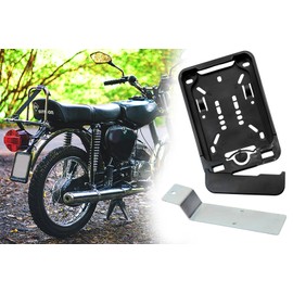 Removable Frame Number Plate 135 x 110 Folding Function + Holder Galvanised Steel for Simson S50, S51, S70 - Easy to Replace