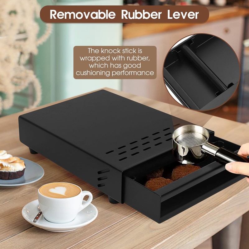Moncer Espresso Knock Box, Stainless Steel Coffee Knocker Drawer with