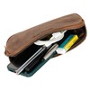 Marc Peter Vintage Darvin Leather Pencil Case with YKK Zip,