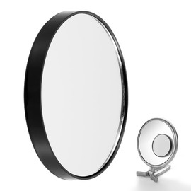 HEALLILY Vanity Mirror 8. 8cm 5X Magnifying Glass Mirror Small Round Wall Mirror Cosmetic Makeup Mirror Pocket Mirror Bathroom Mirror with Suction Cups (Black) Dresser Mirror