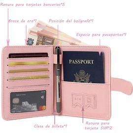 Lumbor37 Porta de Pasaporte, Cartera para Pasaporte con Función de Seguridad RFID, Cuero de PU de Alta Calidad, Espacio para Tarjetas y Boletos, Pasaporte Funda (rosado)