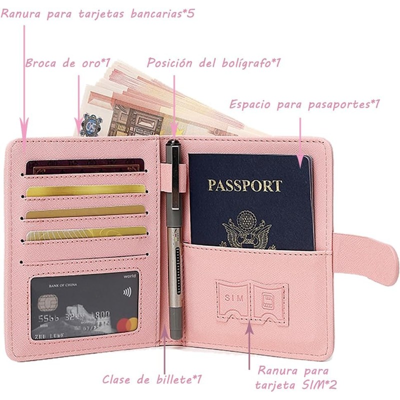 Lumbor37 Porta de Pasaporte, Cartera para Pasaporte con Función de