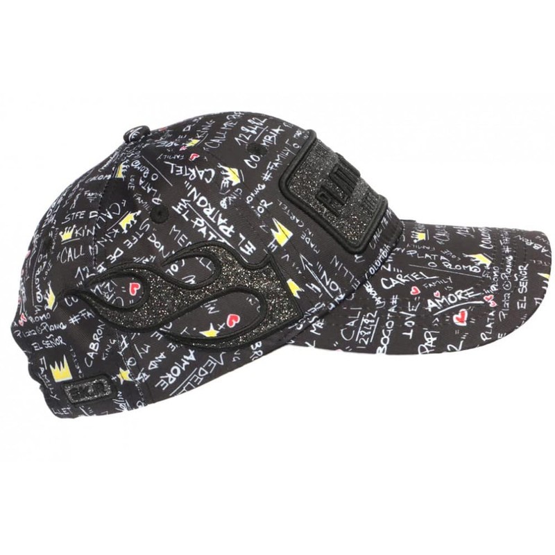 Plata o Lead Black Grey Rhinestone Baseball Cap, Size: One