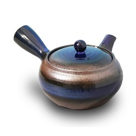 COTONOHA Banko-Yaki Japanese Tea Pot – Traditional Japanese Tea Kettle with Stainless Steel Bottom Strainer – Heat Resistant and Durable Ceramic Teapot for Deep Steamed Tea (Deep Blue)