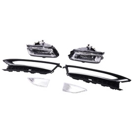 MotorFansClub Front Bumper Fog Light Set Fit for Volkswagen Passat 2012 2013 2014 2015 Front Driving Fog Lamp Kit with Bezels Chrome Trim