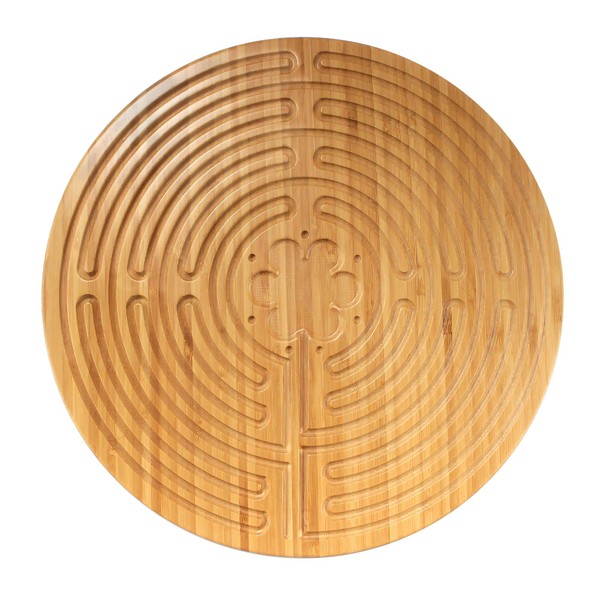 BambooMN 12.5" Dia Carbonized Brown Bamboo Finger Labyrinth for Meditation and Prayer, 11 Circuit Chartres Style, 1 Piece