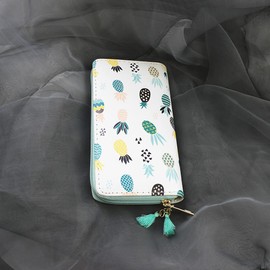 Cute Pineapple Wallet With Tassels Lovely Fruit Long Wallets For Girls Women Long Purse(Cactus B1010)
