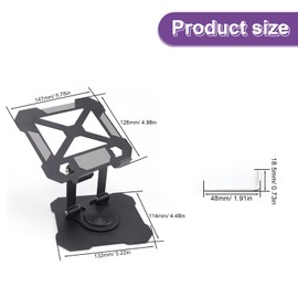 HUANR Tablet Holders, 360° Rotation Tablet Holder, Aluminium Alloy, Height Adjustable Tablet Stand, Tablet Holder Table with Hex Key, Black Tablet Holder for Office, Entertainment