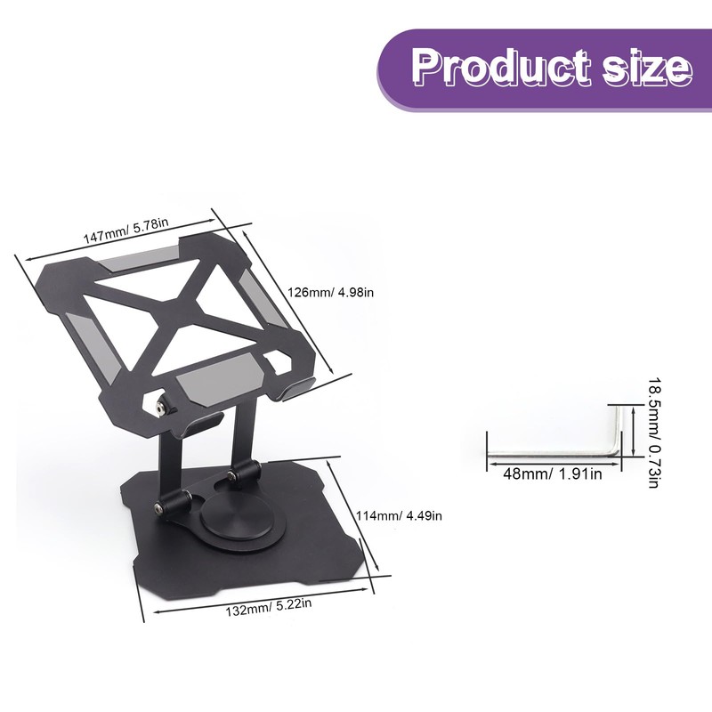 HUANR Tablet Holders, 360° Rotation Tablet Holder, Aluminium Alloy, Height