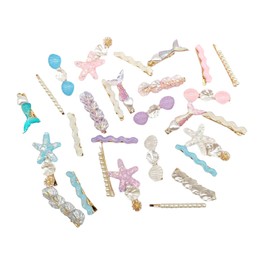 28PCS Cute Mermaid Seashell Starfish Hair Clips Set for Women Girls, Pearl Hair Barrettes Bobby Pins, Beach Boho Hairpins Non-Slip Duckbill Clips for Hair Decoration (Mixd color, 28pcs)