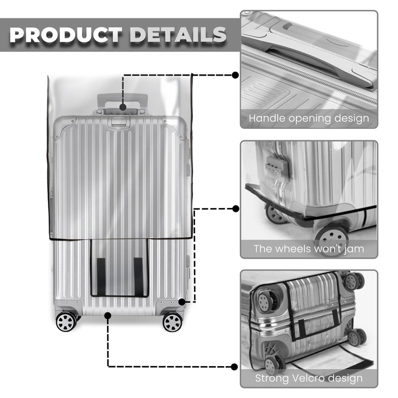 3 Pieces Clear PVC Suitcase Covers for Luggage, Waterproof Anti-scratch