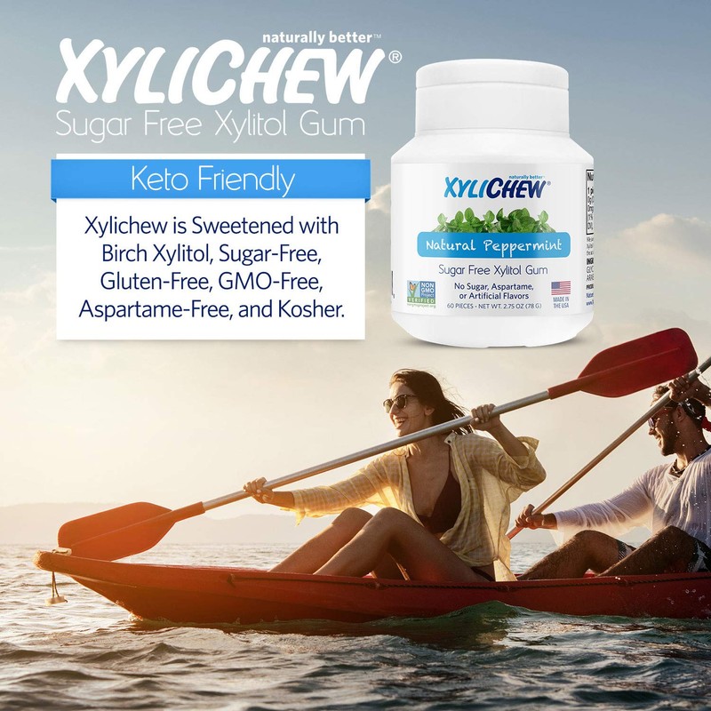 Xylichew 100% Xylitol Chewing Gum - Non GMO, Non Aspartame,