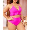 Tempt Me Women Dark Pink Two Piece Swimsuits High Waisted