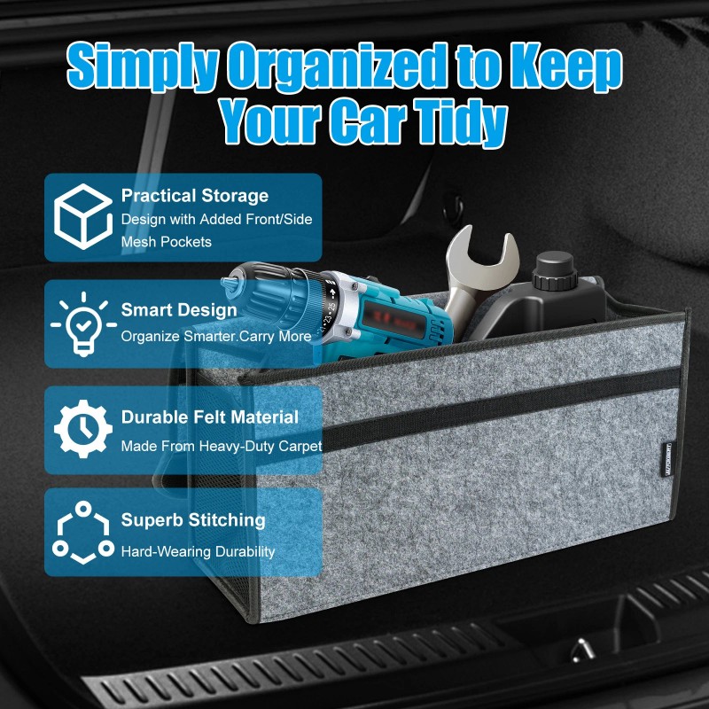 Autoxbert Car Trunk Organizer Bag with Secure Fastening Flip Cover