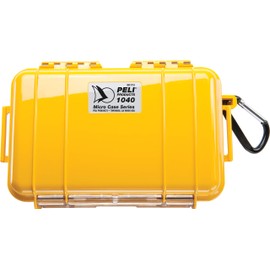 PELI 1040 Micro Case, Watertight Small Protective Case, IP67 Rated, 2L Capacity, Made in US, Yellow/Black Liner