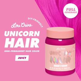 Lime Crime Lime Crime Full Coverage Unicorn Hair Dye, Juicy - Damage-Free Semi-Permanent Hair Color Conditions & Moisturizes - Temporary Hair Tint Kit Has A Sugary Citrus Vanilla Scent - Vegan
