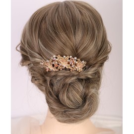 Chargances Vintage Butterfly Rhinestones Hair Combs with Long Teeth Wedding Crystal Hair Side Combs Glitter Hair Accessories for Women Brides (Champagne)