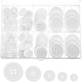 100 Pcs 4 Holes White Buttons Storage Box, White Buttons for Baby Cardigans Shirt Buttons Buttons for Cardigans, Round Buttons Resin Craft Buttons for Sewing Knitting Outfit Suit Coat Shirt