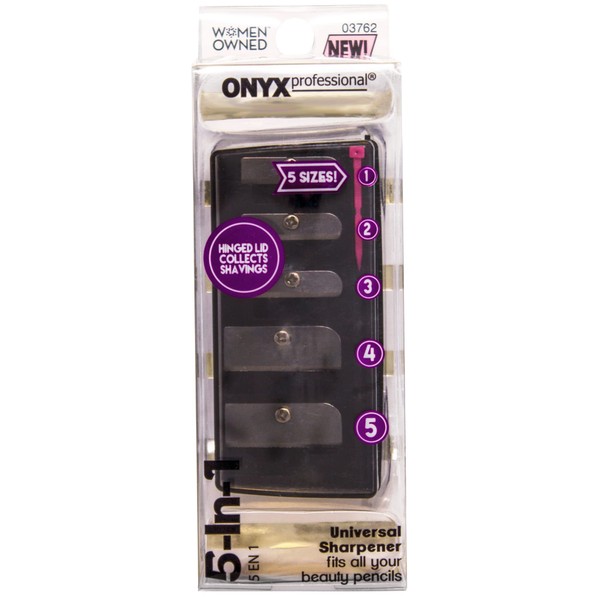 Onyx Professional 5-in-1 Universal Beauty Pencil Sharpener, 5 Sizes, for Eyeliner Pencils, Eyebrow Pencils and More