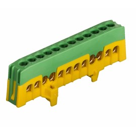Pollmann protective conductor terminal block PE12-F2, 12-pin, green/yellow, 1 piece