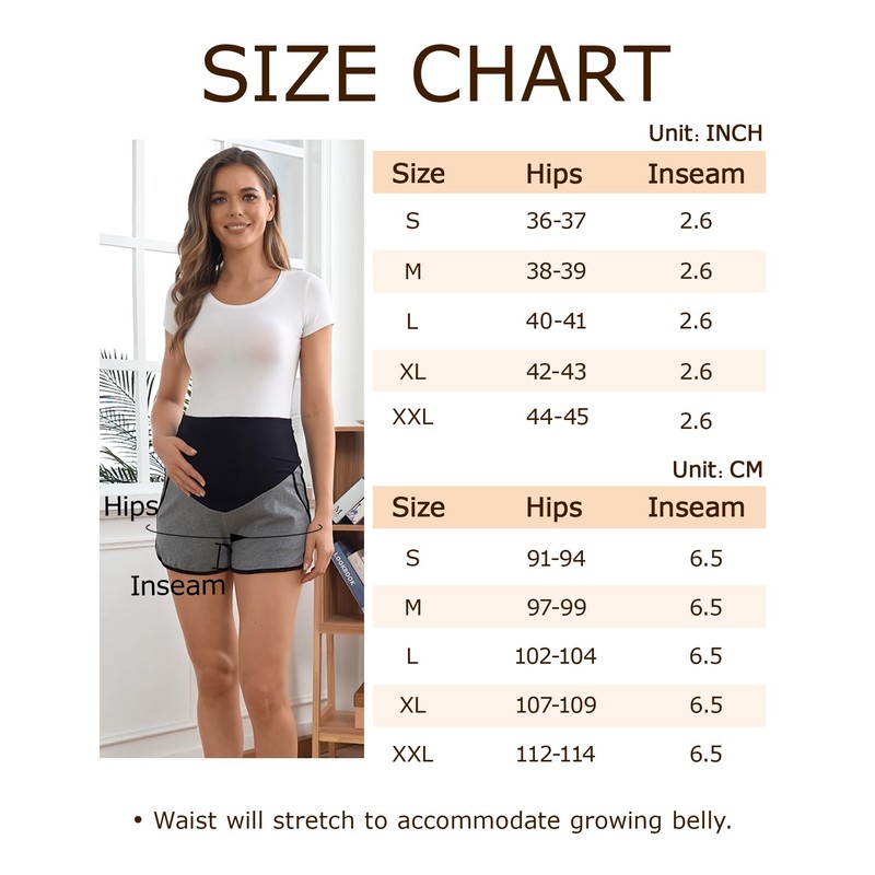 fitglam Pantalones cortos de maternidad para mujer con bolsillos, 15
