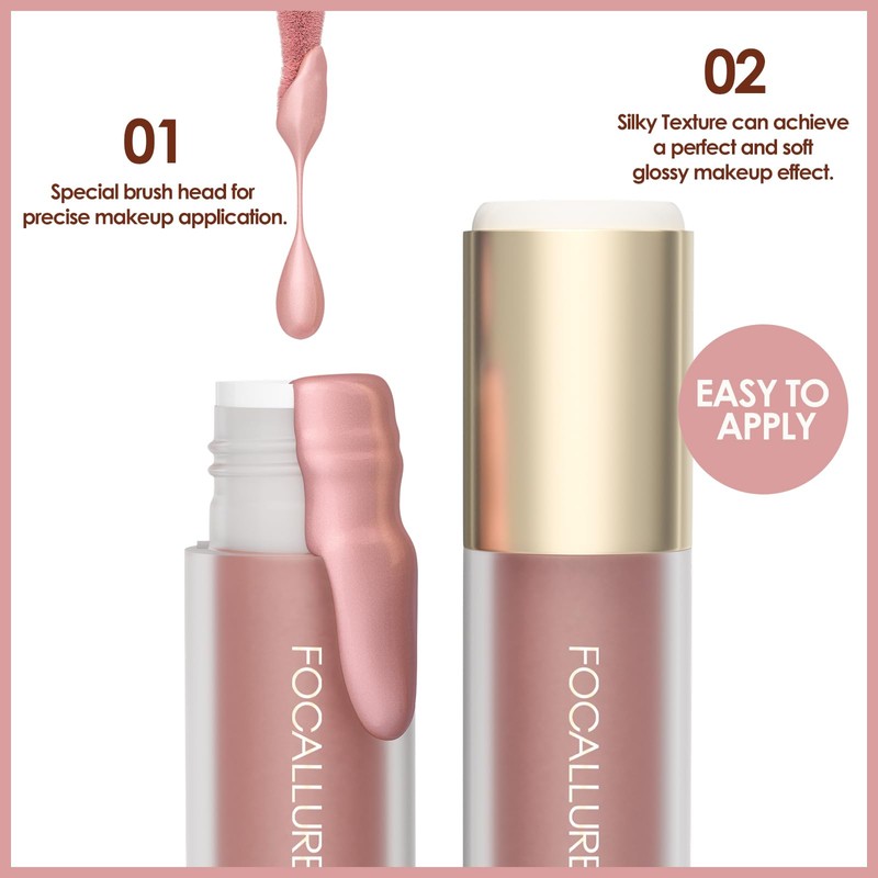 FOCALLURE Shimmer Liquid Highlighter, Smooth Cream Formula and Non-greasy Finish,Delivers