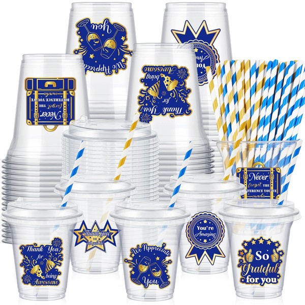 Qinyoung 60 Sets Thanksgiving Employee Appreciation Decoration Blue Gold Appreciation
