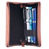 DiLoro Leather Zippered Triple or Quad Pen Case Pencil Pouch