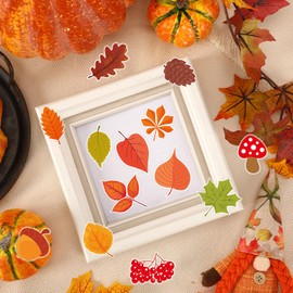 MARFOREVER 25 PCS Fall Window Gel Cling Stickers, Reusable Autumn Leaves Thick Gel Clings Decals for Kids Classroom Toddlers Home Party Supplies Window Glass Decorations