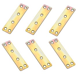 TOP-VIGOR 6Pcs Flat Fixing Mending Plates Six Mount Holes, Straight Brace Brackets Mending Repair for Wood Connector 81mmx23mmx1.6mm