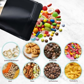 Pack of 50 Mylar Bags, Resealable Mylar Bags with Window, Zip, Self-tight, Stand-up Bags for Storage and Packaging - Odour-Proof Matte Aluminium Foil Packaging Bag