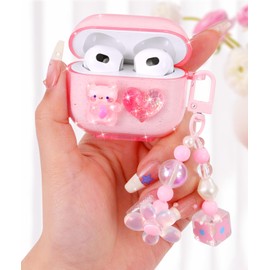 Boaretiu for Airpods 3 Case for Women Girls Girly Cute Kawaii - Girlish Stylish Shell Cat Design Cover with Carabiner and Airpods Gen 3