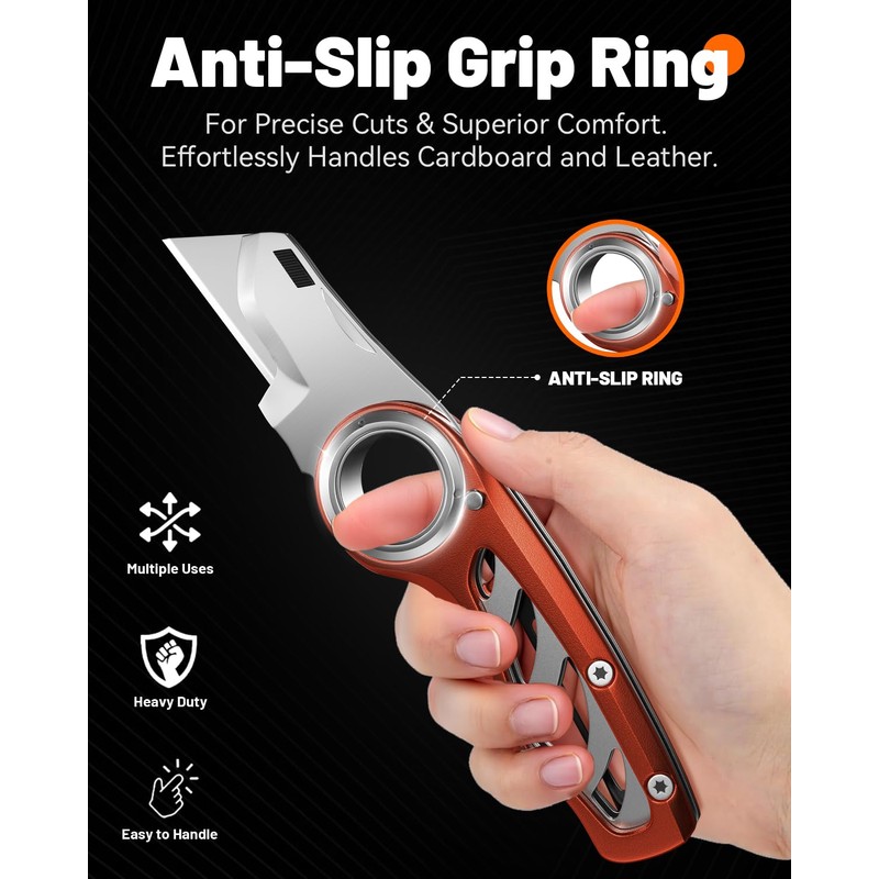 Folding Utility Knife Pocket Knife, Heavy-Duty Box Cutter with Anti