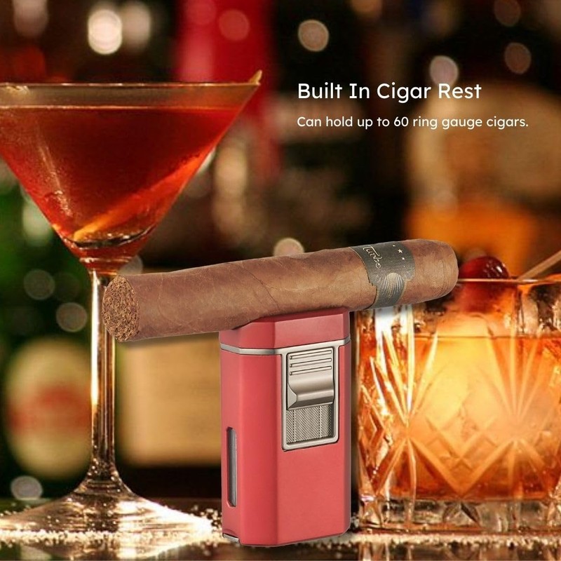 Visol Boulder Butane Torch Quad Flame Refillable Gas Lighter, Built