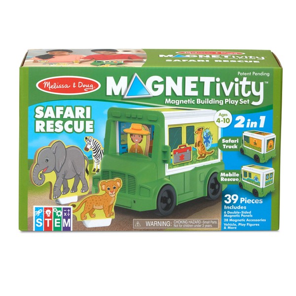 Melissa & Doug Magnetivity Magnetic Tiles Building Play Set – Safari Rescue
