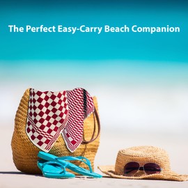 Haven Basics Checkered Bath Towels - Pack of 2, 550 GSM Made of 100% Ring Spun Cotton, Super Soft and Absorbent Shower Towels, 27 x 54 Inches, Red and White.