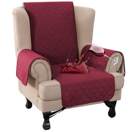 KPPKOU Wingback Chair Slipcover 1 Piece Waterproof Wing Chair Cover Washable Armchair Cover Stretch Furniture Protector for Living Room for Pets Kids (Burgundy)