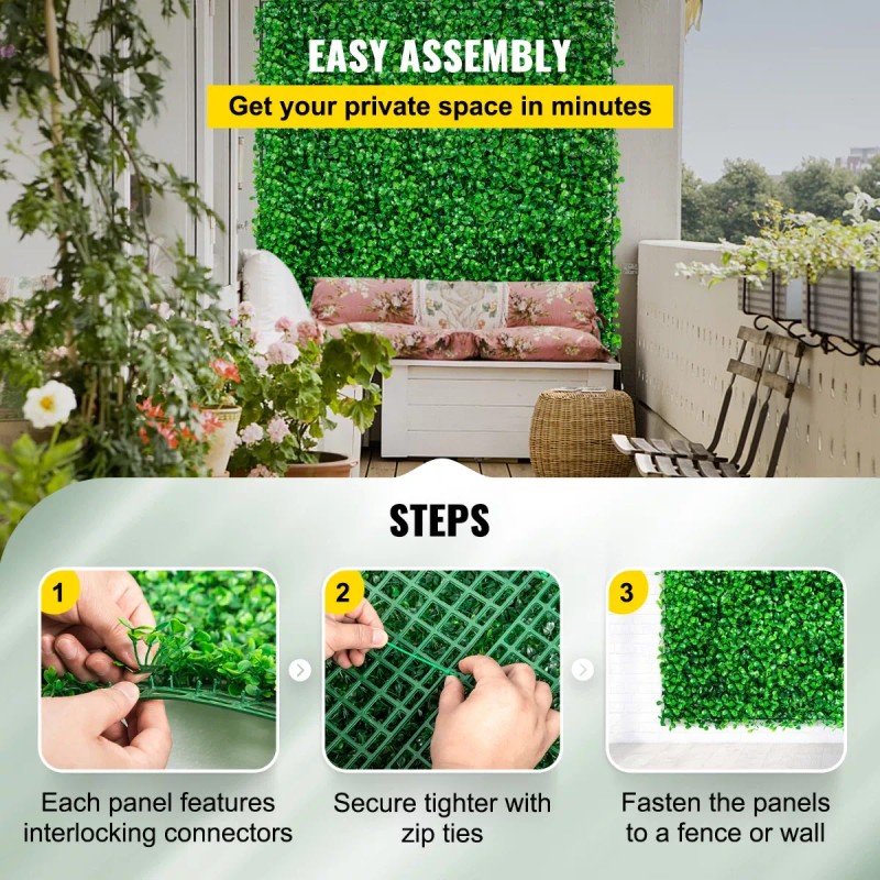 Vevor Muro Verde Follaje Artificial Sintético 4pzs 61x40,6cm
