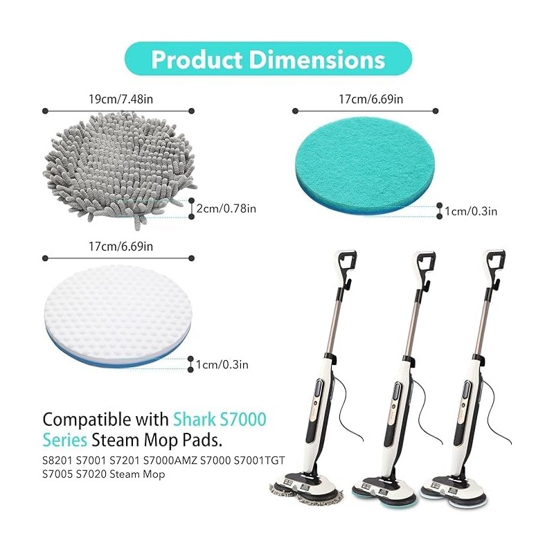 Frescares 6 Packs Steam Mop Pads Replacement Power Pads Compatible