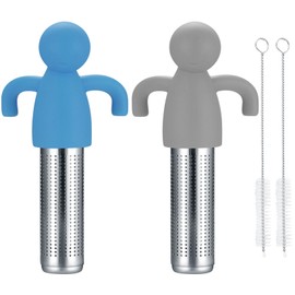 Pack of 2 Tea Strainer Tea Filter, Tea Strainer for Loose Tea, Tea Infuser Stainless Steel for Cups, Teapots, with 2 Cleaning Brushes
